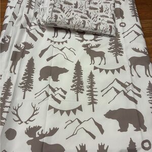 Ambesonne Northwoods Duvet Cover and Pillow Case Taupe and White Size Twin